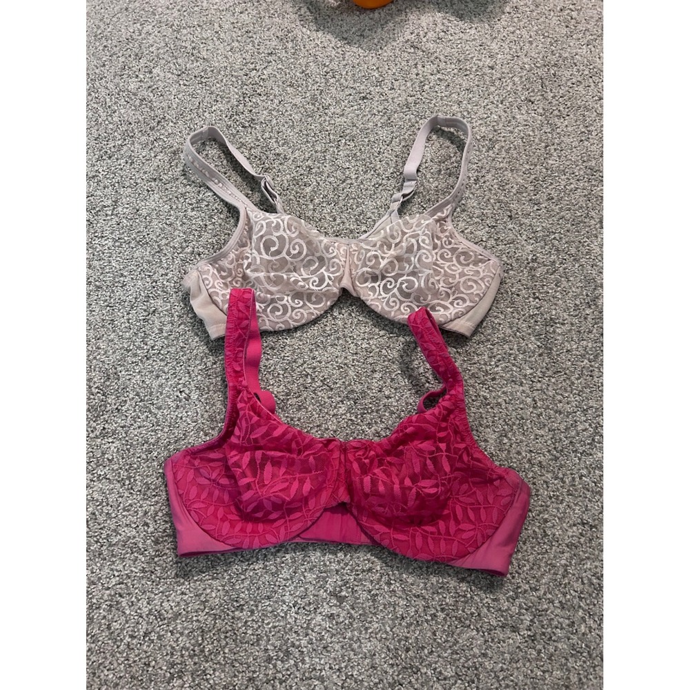 Olga Underwire Bra Lot 2 38C Pink Beige Lace Unlined 35519 35090 Womens